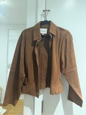 L’Academie Women's Brown Suede Button-Front Jacket